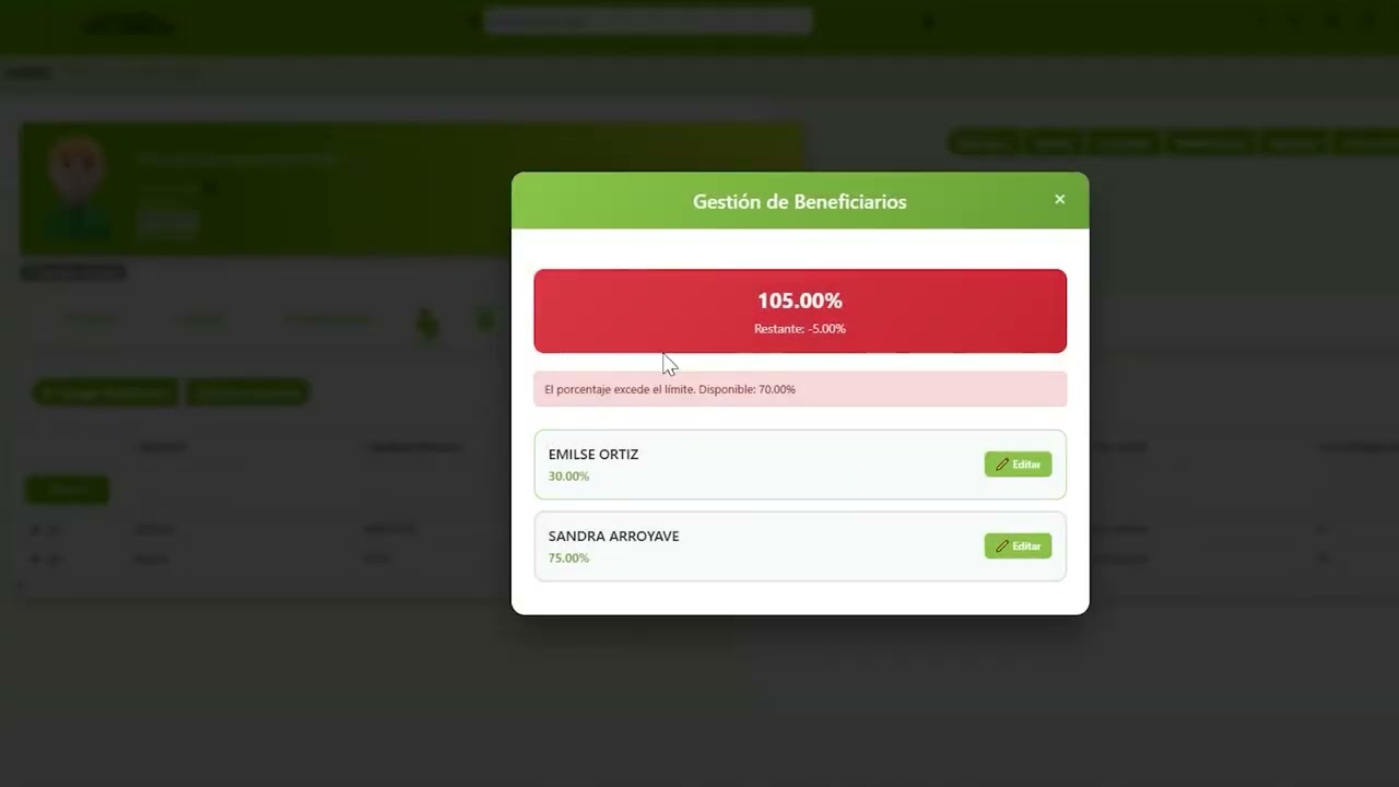 Paso 6 Designación de Beneficiarios